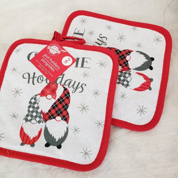 Gnome Holiday Kitchen Towels and Potholder set with Bonus Gift. NWT - Picture 3 of 7